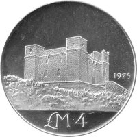 Malta 4 Lira 1975 - St. Agatha-Turm in Gammieh - Silber