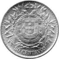 Portugal 50 Centavos 1916 - Umlaufmünze - Silber