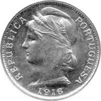 Portugal 20 Centavos 1916 - Umlaufmünze - Silber