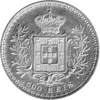 Portugal 500 Reis 1908 - Carlos I. - Silber
