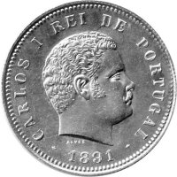 Portugal 200 Reis 1891 - Carlos I. - Silber