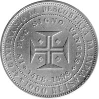 Portugal 1.000 Reis 1898 - Carlos I. "400. Jahrestag der Entdeckung Indiens" - Silber