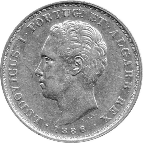 Portugal 500 Reis 1886 - Louis I. - Silber