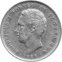 Portugal 500 Reis 1886 - Louis I. - Silber