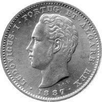 Portugal 200 Reis 1887 - Louis I. - Silber
