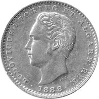 Portugal 100 Reis 1888 - Louis I. - Silber