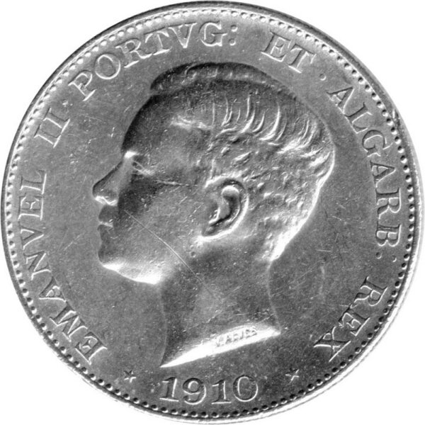 Portugal 500 Reis 1910 - Emanuel II. "Marquez de Pompal" - Silber