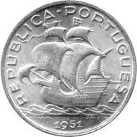 Portugal 5 Escudos 1951 - Umlaufmünze - Silber