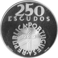 Portugal 250 Escudos 1976 - Revolution von 1974 - Silber PP