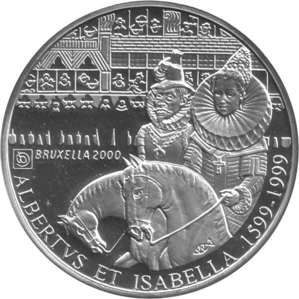 Belgien 500 Francs 1999 - Brüssel - Hochzeit von Albert und Isabelle - Silber PP