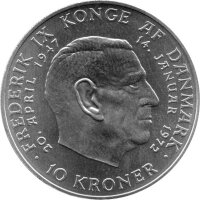 Dänemark 10 Kronen 1972 - Margarethe II. "Thronbesteigung" - Silber