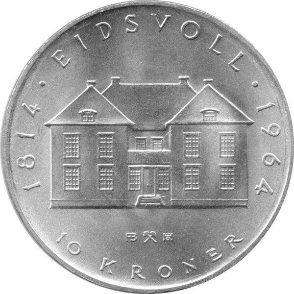 Norwegen 10 Kroner 1964 - Olav V. "Zweihundertjahrfeier der Verfassung" - Silber
