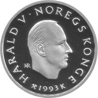 Norwegen 50 Kroner 1993 - Harard V. XVII. Olympische Winterspiele 1994 in Lillehammer - Silber PP