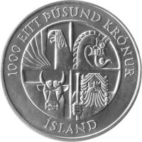 Island 1.000 Kronen 1974 - 1100 Jahre erste Besiedlung Islands - Silber