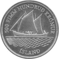 Island 500 Kronen 1986 - 100 Jahre Banknoten in Island - Silber