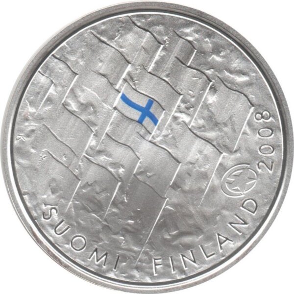 Finnland 10 Euro 2008 - 90 Jahre finnische Flagge - Silber PP