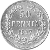 Finnland 50 Pennia 1917 - Umlaufmünze - Silber