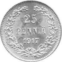 Finnland 25 Pennia 1917 - Umlaufmünze - Silber