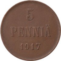 Finnland 5 Pennia 1917 - Umlaufmünze - Kupfer