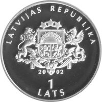 Lettland 1 Lats 2002 - XXVIII. Olympische Sommerspiele 2004 in Athen "Ringen" - Silber PP