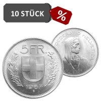 Schweiz 5 Franken 1931 - 1969 10 Stück 835/1000 Silber