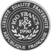Frankreich 100 Francs (15 Ecus) 1990 - Charlemagne - Silber PP