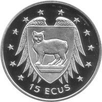 Isle of Man 15 Ecus 1994 - Katze von der Isle of Man - Silber PP