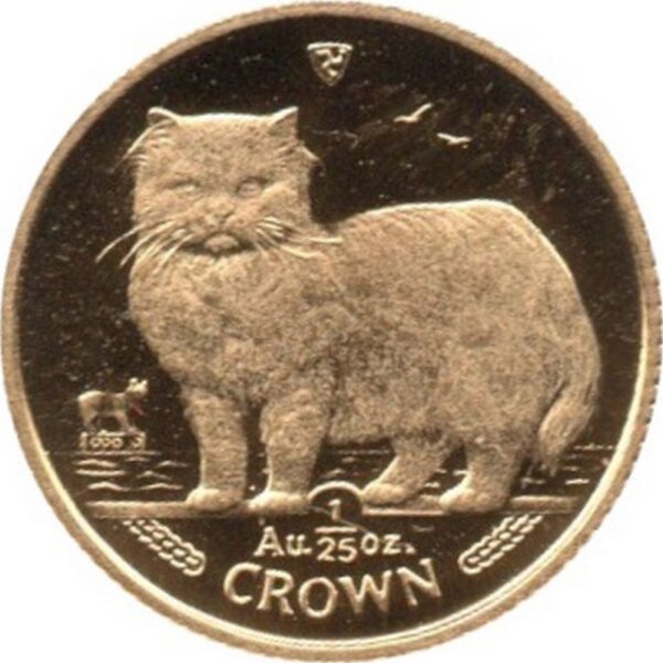 Isle of Man 1/25 Crown 1989 - Katzen "Perserkatze"-  1/25 oz Gold PP