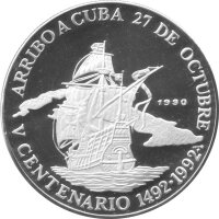 Kuba 10 Pesos 1990 - Ankunft auf Kuba - Silber PP