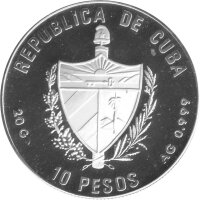 Kuba 10 Pesos 1990 - Ankunft auf Kuba - Silber PP
