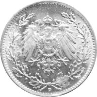 J.016 Kaiserreich 1/2 Mark 1905 - 1919 - Kursmünze - Silber