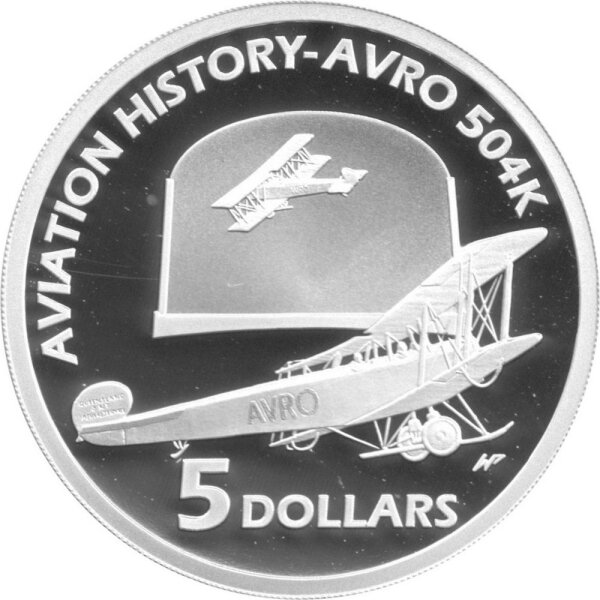 Australien 5 Dollars 2008 - Geschichte der Luftfahrt "AVRO 504K - Silber PP