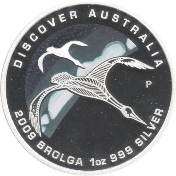 Australien 1 Dollar 2009 - Entdecke Australien "Brolgakranich" - 1 oz Silber PP teilcoloriert