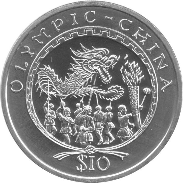 Sierra Leone 10 Dollars 2008 - XXIX. Olympische Sommerspiele 2008 in Peking "Chinesischer Drache" - Silber PP