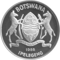 Botswana 2 Pula 1986 - 15 Jahre WWF "Schieferreiher"-  Silber PP