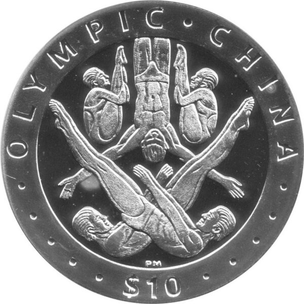 British Virgin Islands 10 Dollars 2008 - XXIX. Olympische Sommerspiele 2008 in Peking "Turmspringen" - Silber PP