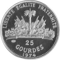Haiti 25 Gourdes 1974 - Christoph Kolumbus - Silber PP