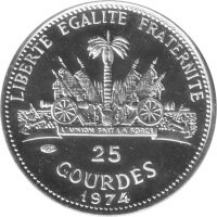 Haiti 25 Gourdes 1974 - Zweihundertjahrfeier der Vereinigten Staaten - Silber PP