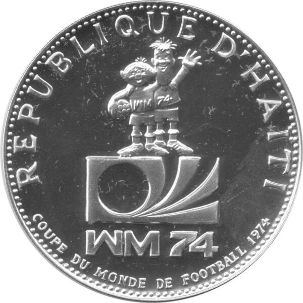 Haiti 50 Gourdes 1973 - X. Fußball WM 1974 in Deutschland "Emblem" - Silber PP