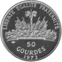 Haiti 50 Gourdes 1973 - X. Fußball WM 1974 in Deutschland "Emblem" - Silber PP