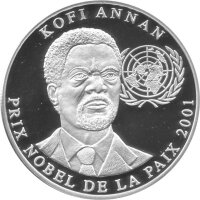 Kongo 10 Francs 2001 -"Kofi Annan" - Silber PP