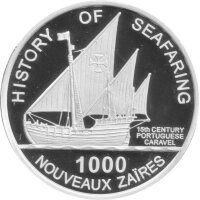 Kongo 1.000 Zaires 1997 - Portugiesische Karavelle -...