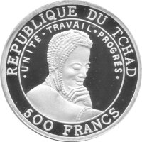 Tschad 500 Francs 2000 - Millennium - Silber PP