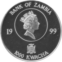 Sambia 1.000 Kwacha 1999 - Erster Mann auf dem Mond - Silber PP