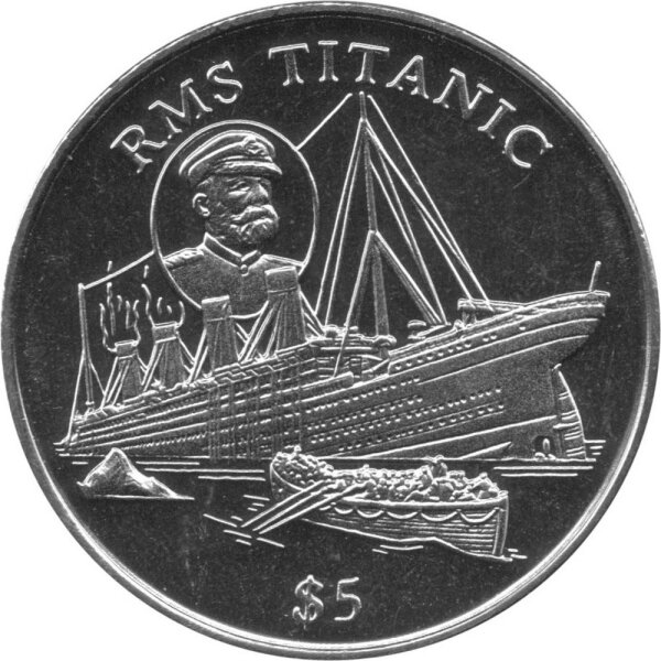 Liberia 5 Dollars 1998 - RMS Titanic - Kupfer-Nickel