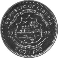 Liberia 5 Dollars 1998 - RMS Titanic - Kupfer-Nickel