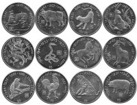 Liberia Set 12 x 5 Dollars 1997 - Chinesischer Tierkreis...