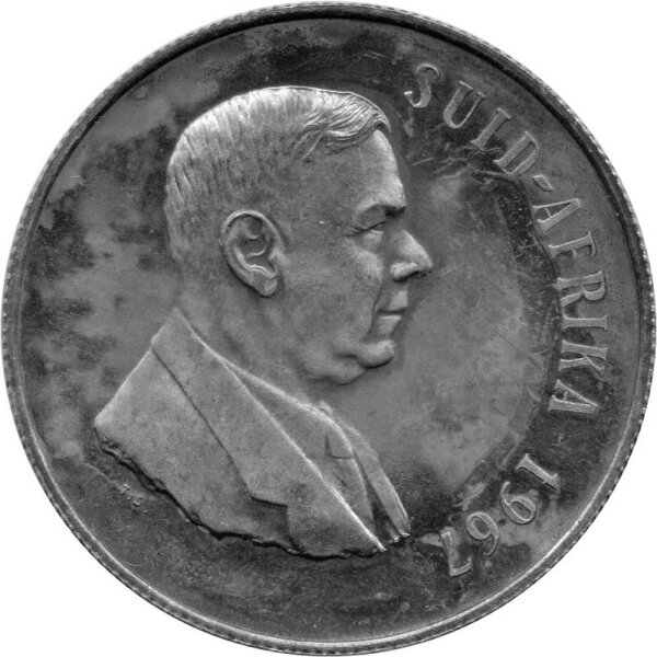 Südafrika 1 Rand 1967 - 1. Todestag von Dr. Verwoerd - Silber