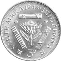 Südafrika 3 Pence 1948 - König Georg VI. - Silber