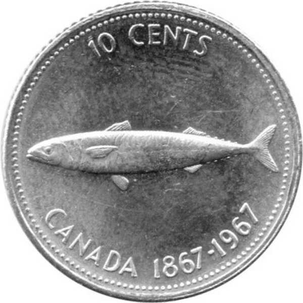 Kanada 10 Cents 1967 - 100. Jahre Kanada "Fisch" - Silber